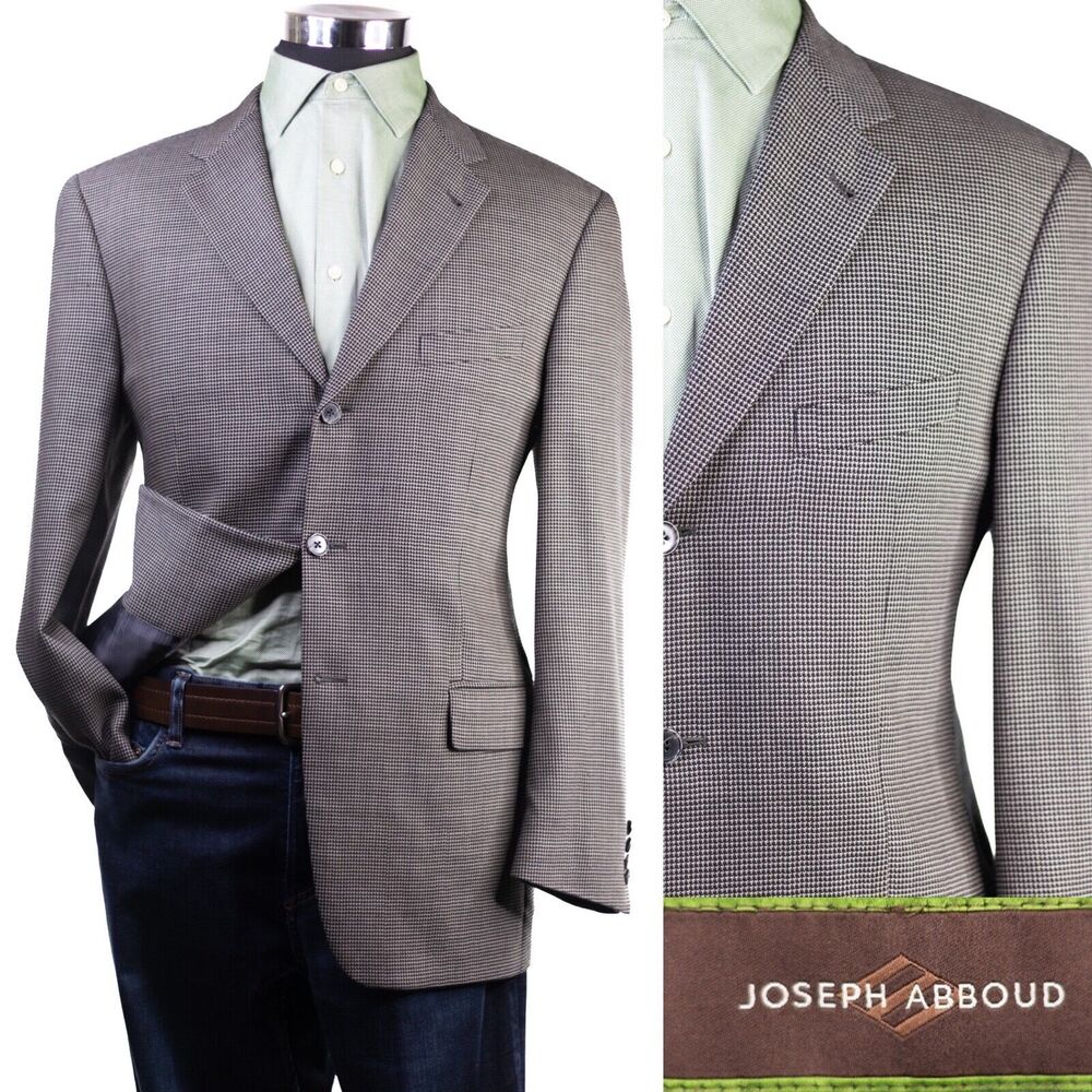 Joseph Abboud Mens Sport Coat Blazer Sport Jacket 3 Button Wool 40R Micro check